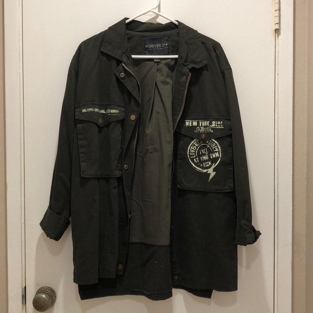 Long green military jacket